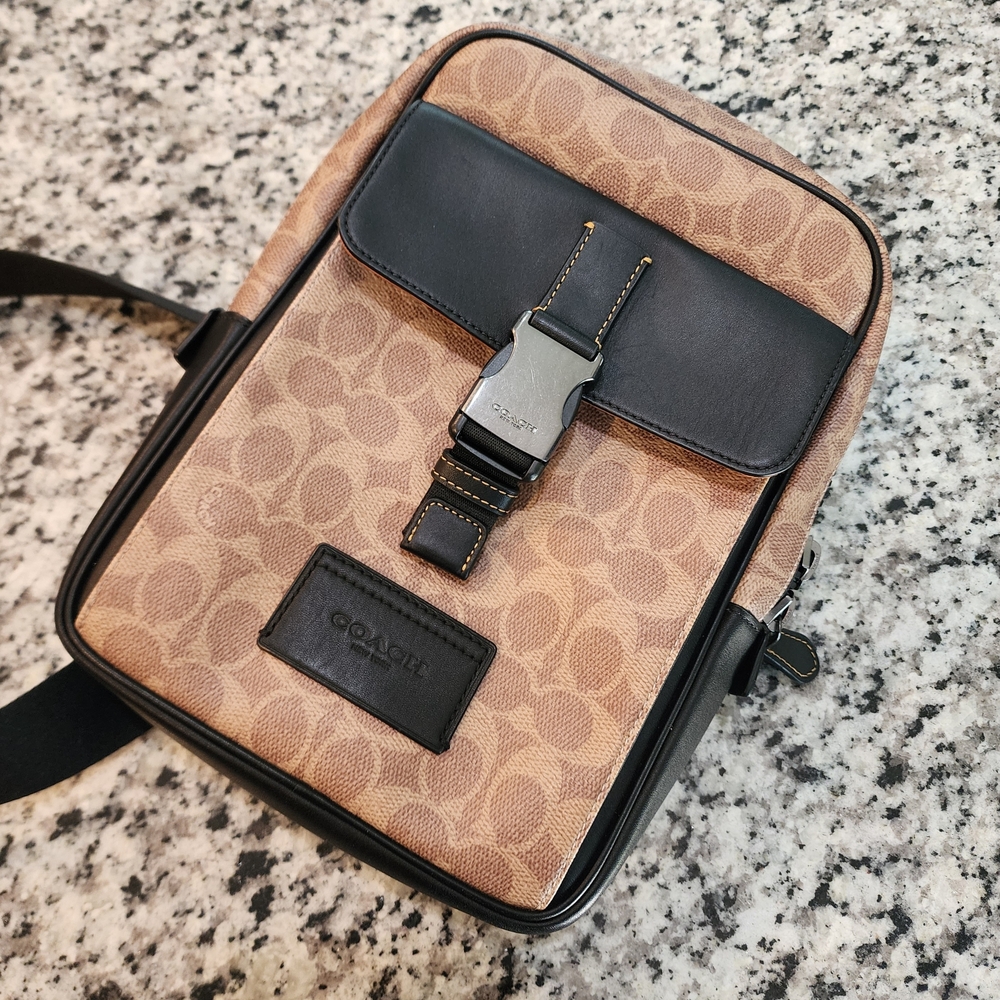 Coach Tan and Black Track Pack EUC